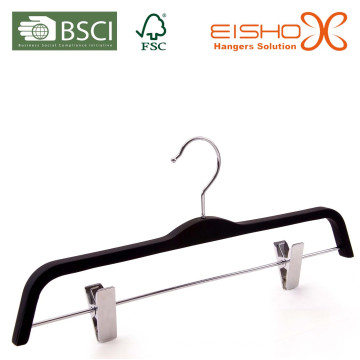 Black Laminated Wood Hanger with Clips